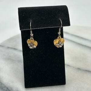 Vintage looney tunes Sylvester silver and gold heart earrings